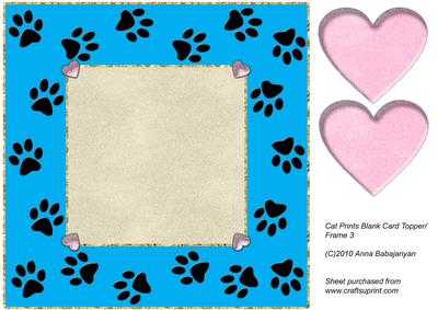 Cat Prints Blank Card Topper/ Frame 3