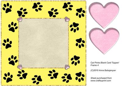 Cat Prints Blank Card Topper/ Frame 4