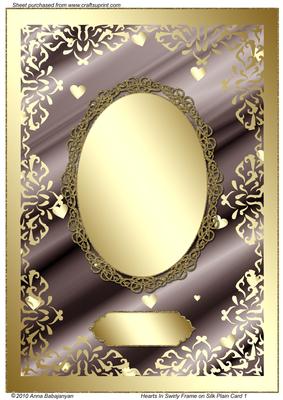 Hearts in Swirly Frame on Silk Plain Card 1