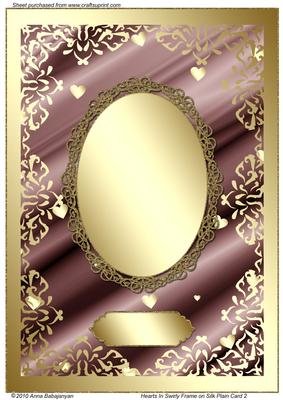 Hearts in Swirly Frame on Silk Plain Card 2