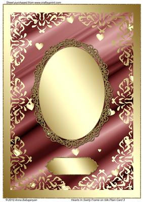 Hearts in Swirly Frame on Silk Plain Card 3
