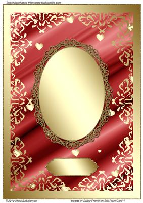 Hearts in Swirly Frame on Silk Plain Card 4