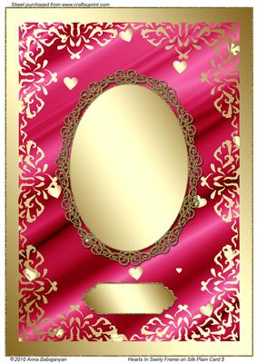 Hearts in Swirly Frame on Silk Plain Card 5