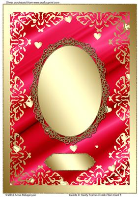 Hearts in Swirly Frame on Silk Plain Card 6