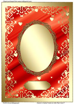 Hearts in Swirly Frame on Silk Plain Card 7