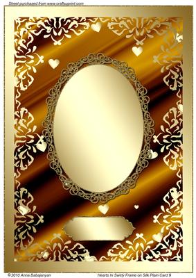 Hearts in Swirly Frame on Silk Plain Card 9