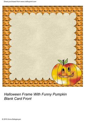 Halloween Frame with Funny Pumpkin Blank Card Front