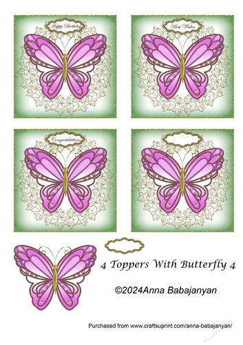4 Toppers With Butterfly 4