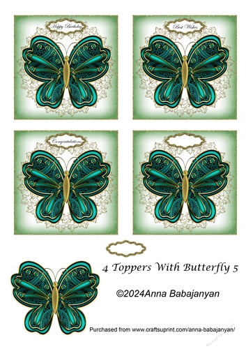 4 Toppers With Butterfly 5