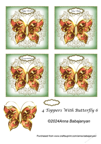 4 Toppers With Butterfly 6