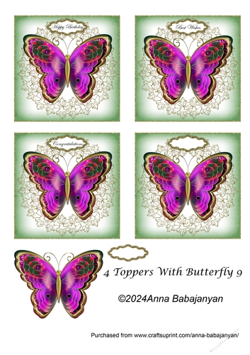 4 Toppers With Butterfly 9