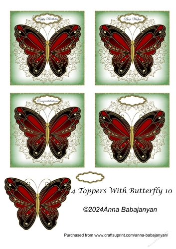 4 Toppers With Butterfly 10