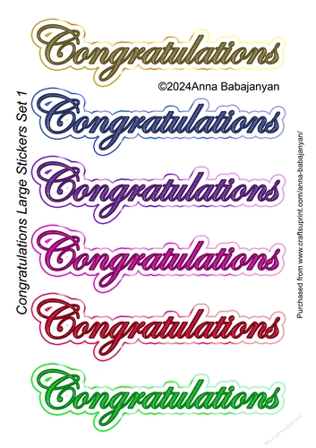 Congratulations Large Stickers Set 1