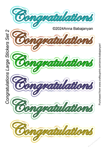 Congratulations Large Stickers Set 2