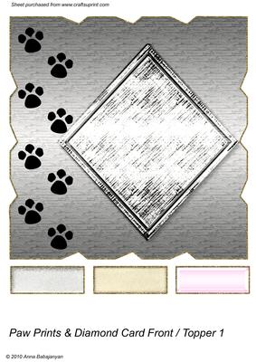 Paw Prints & Diamond Card Front/ Topper 1