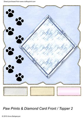Paw Prints & Diamond Card Front/ Topper 2
