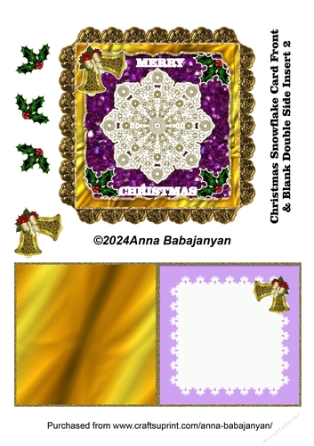 Christmas Snowflake Card Front & Blank Double Side Insert 2