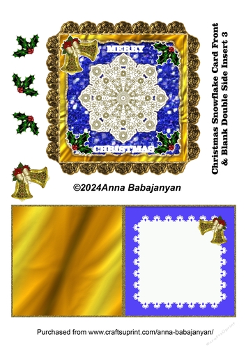 Christmas Snowflake Card Front & Blank Double Side Insert 3
