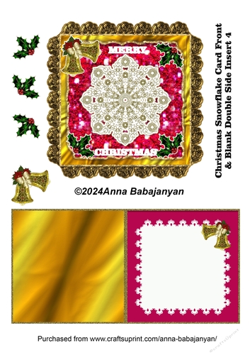 Christmas Snowflake Card Front & Blank Double Side Insert 4