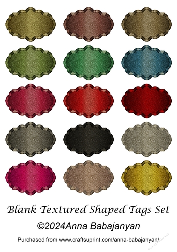 Blank Textured Shaped Tags Set