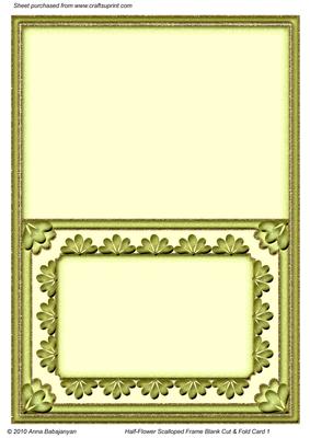 Half-flower Scalloped Frame Blank Cut & Fold Card 1