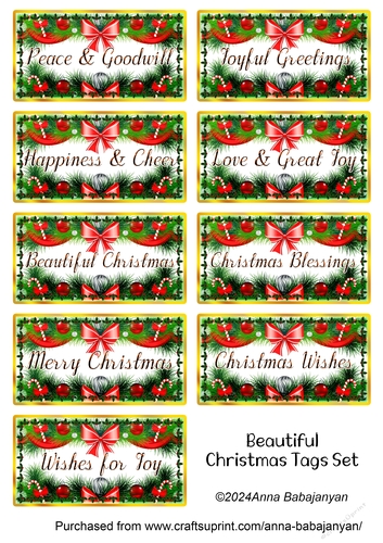 Beautiful Christmas Tags Set