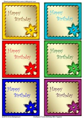 Scalloped Frame Birthday Mini Toppers