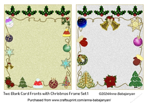 Two Blank Card Fronts with Christmas Frame Set 1