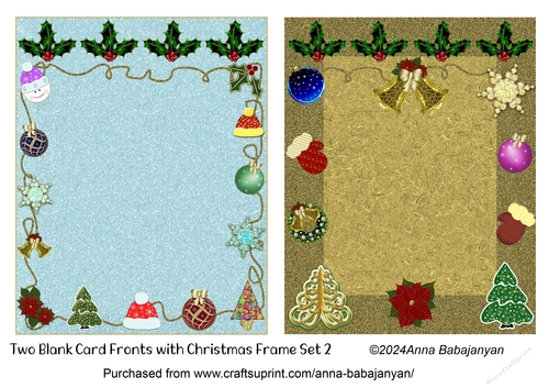 Two Blank Card Fronts with Christmas Frame Set 2