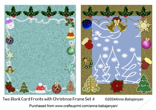 Two Blank Card Fronts with Christmas Frame Set 4