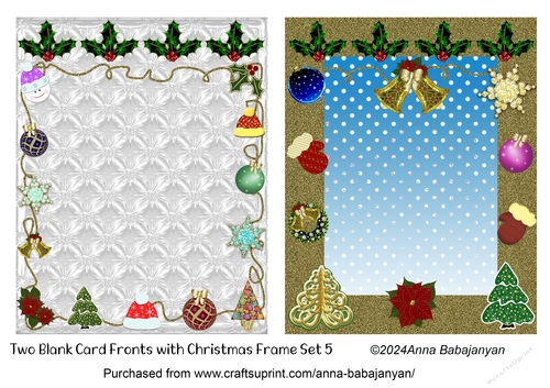 Two Blank Card Fronts with Christmas Frame Set 5