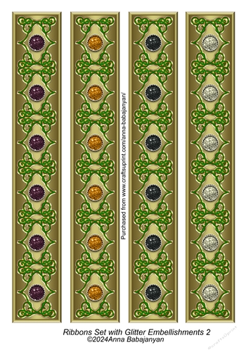 Ribbons Set with Glitter Embellishments 2