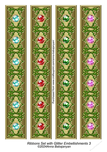 Ribbons Set with Glitter Embellishments 3