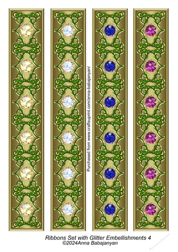 Ribbons Set with Glitter Embellishments 4