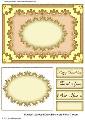 Framed Scalloped Doily Blank Card Front & Insert 1