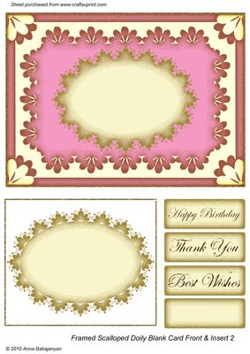 Framed Scalloped Doily Blank Card Front & Insert 2