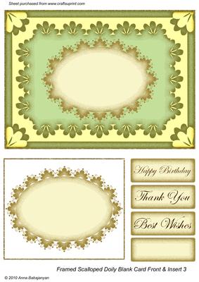 Framed Scalloped Doily Blank Card Front & Insert 3