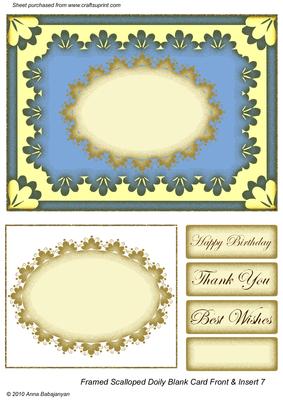 Framed Scalloped Doily Blank Card Front & Insert 7