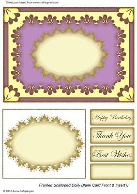Framed Scalloped Doily Blank Card Front & Insert 8