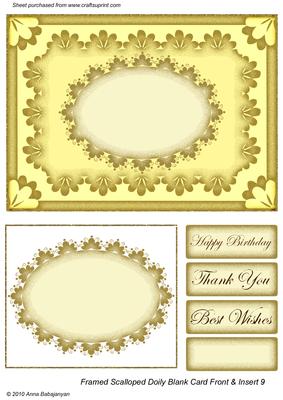 Framed Scalloped Doily Blank Card Front & Insert 9