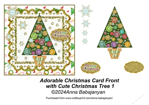 Adorable Christmas Card Front with Cute Christmas Tree 1