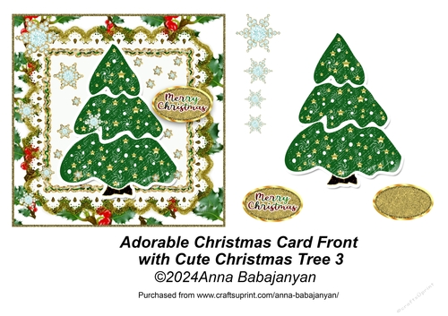 Adorable Christmas Card Front with Cute Christmas Tree 3
