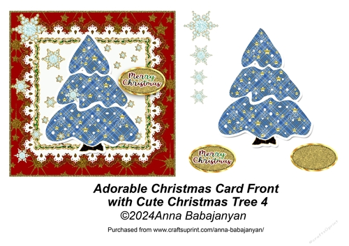 Adorable Christmas Card Front with Cute Christmas Tree 4