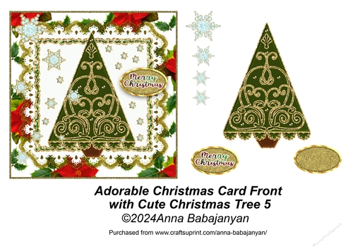 Adorable Christmas Card Front with Cute Christmas Tree 5