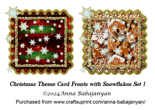 Christmas Theme Card Fronts with Snowflakes Set 1