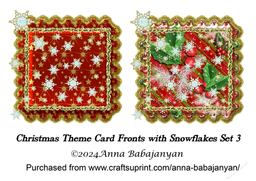 Christmas Theme Card Fronts with Snowflakes Set 3