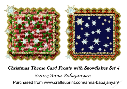 Christmas Theme Card Fronts with Snowflakes Set 4