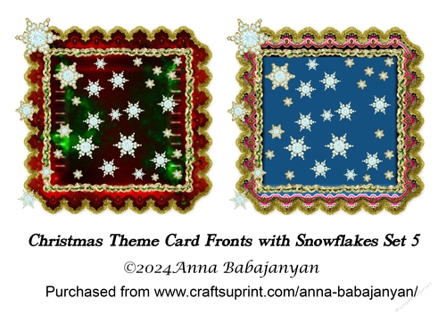 Christmas Theme Card Fronts with Snowflakes Set 5
