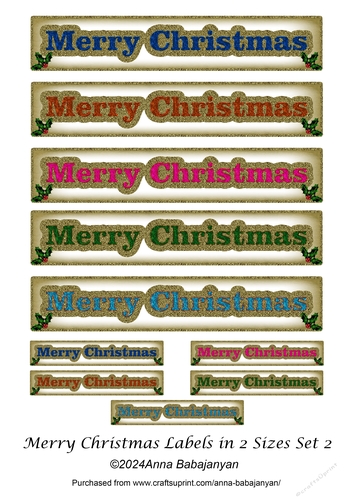 Merry Christmas Labels in 2 Sizes Set 2