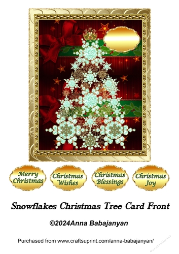 Snowflakes Christmas Tree Card Front